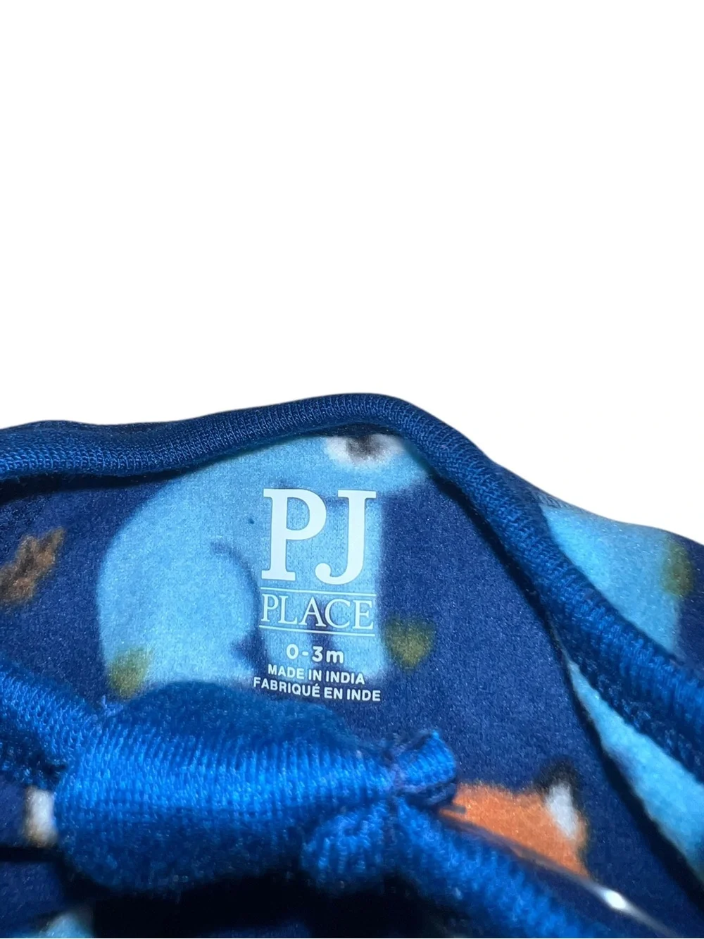 PJ place Navy Blue Fleece Animal Print Footed One-Piece
